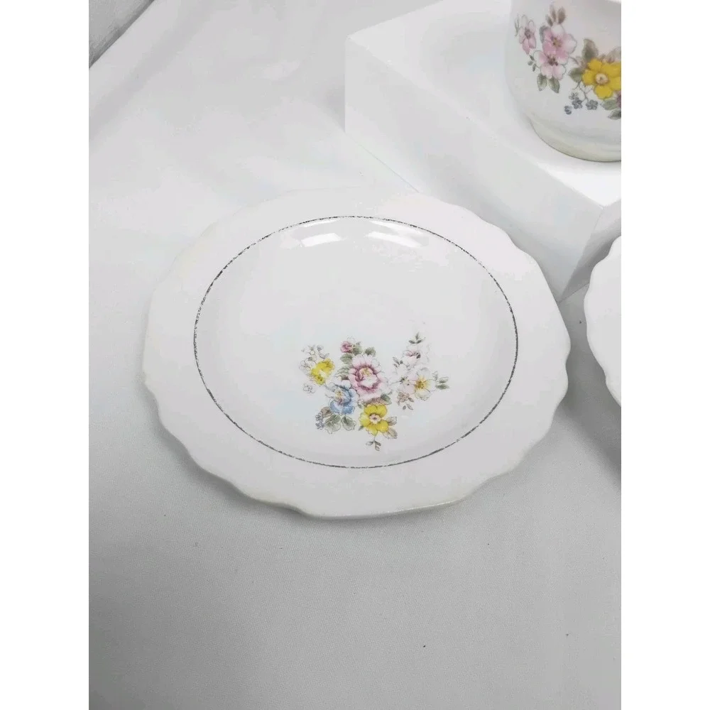 W.S.‎ George Vintage 183A Lido Floral Porcelain Teacup Saucer and Berry Bowl Set